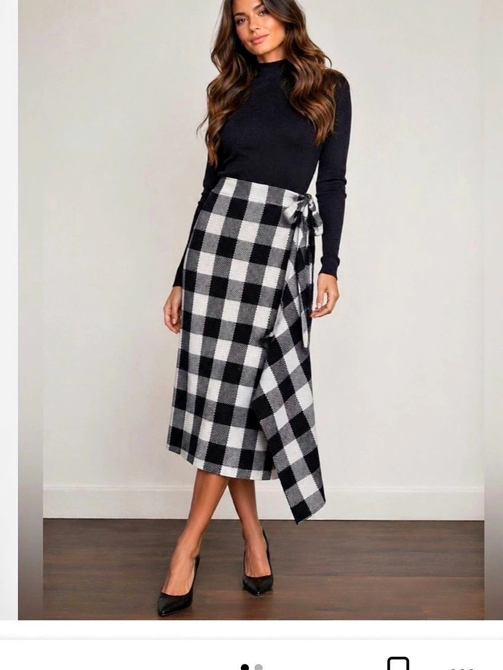 Tuckernut Pomander Place Black White Gingham Knit Wrap Skirt NWT